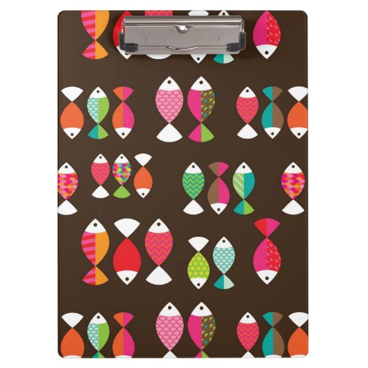 抽象的なレトロの魚の水中パターン2 クリップボード (正面)