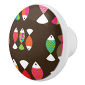 抽象的なレトロの魚の水中パターン2 セラミックノブ (右)