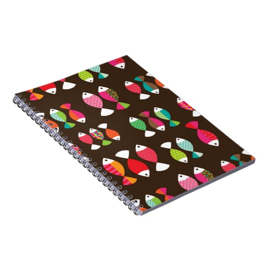 抽象的なレトロの魚の水中パターン2 ノートブック (右側)