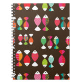 抽象的なレトロの魚の水中パターン2 ノートブック (正面)