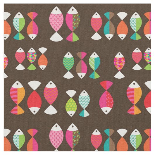 抽象的なレトロの魚の水中パターン2 ファブリック (クローズアップ)