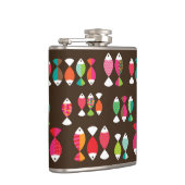 抽象的なレトロの魚の水中パターン2 フラスク (右)