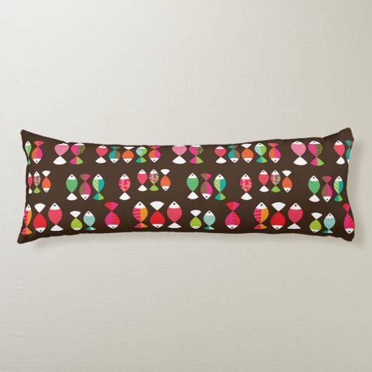 抽象的なレトロの魚の水中パターン2 ボディピロー (正面)