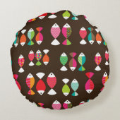 抽象的なレトロの魚の水中パターン2 ラウンドクッション (裏面)