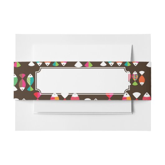 抽象的なレトロの魚の水中パターン2 招待状ベリーバンド (正面例)