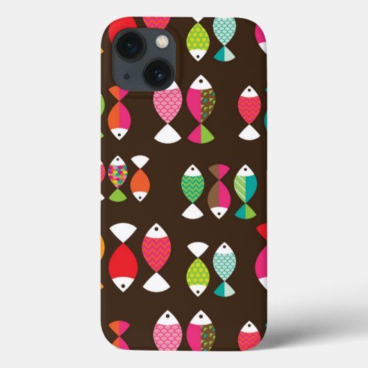 抽象的なレトロの魚の水中パターン2 Case-Mate iPhoneケース (裏面)