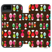 抽象的なレトロの魚の水中パターン2 INCIPIO iPhoneウォレットケース (フォリオ Open)