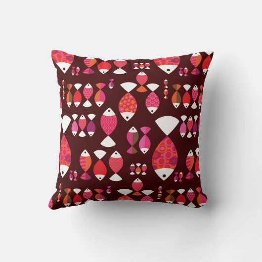 抽象的なレトロの魚の水中パターン クッション (裏面)