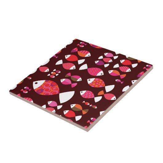 抽象的なレトロの魚の水中パターン タイル (側面)