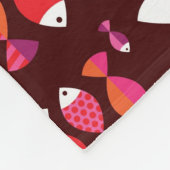 抽象的なレトロの魚の水中パターン フリースブランケット (角)