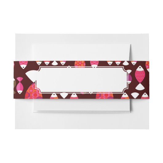 抽象的なレトロの魚の水中パターン 招待状ベリーバンド (正面例)