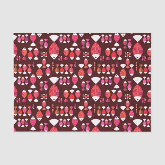 抽象的なレトロの魚の水中パターン 薄葉紙 (正面)