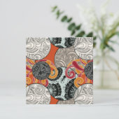 抽象的なレトロスワールパターン 和風ヴィンテージ カード (スタンド正面)