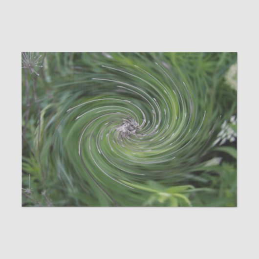 抽象的なレトロチャートルーズグリーンの花の渦巻き 薄葉紙 (正面)
