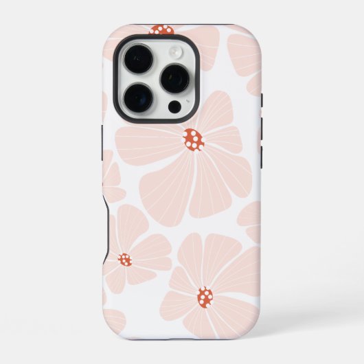 抽象的なレトロフラワーのシームレスパターン iPhoneケース (裏面)