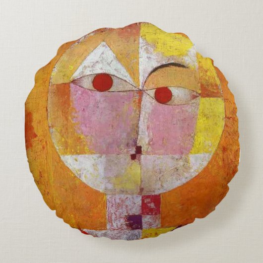 抽象的なヴィンテージの芸術の~のSenecioのクッション ラウンドクッション (裏面)