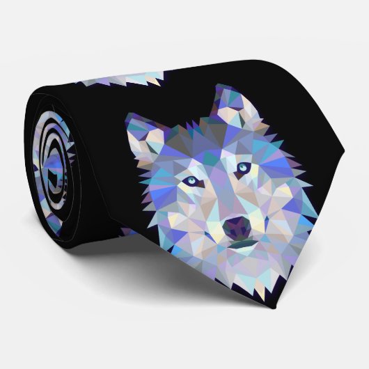 抽象的な三角形のオオカミの頭部、タイ ネクタイ (ロール)