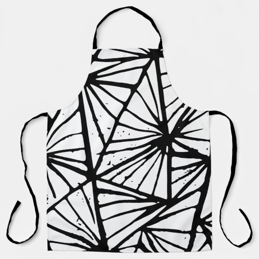 抽象的な三角形のリノプリントオールオーバープリントエプロン エプロン (正面)