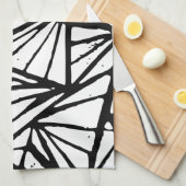 抽象的な三角形のリノプリントキッチンタオル キッチンタオル (四つ折り)