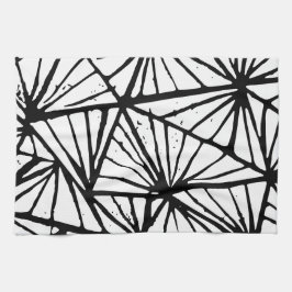 抽象的な三角形のリノプリントキッチンタオル キッチンタオル