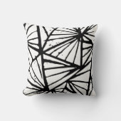 抽象的な三角形のリノプリントスローピロー クッション (正面)