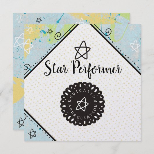 抽象的な上の実行者の従業員の感謝賞 サンキューカード (正面/裏面)