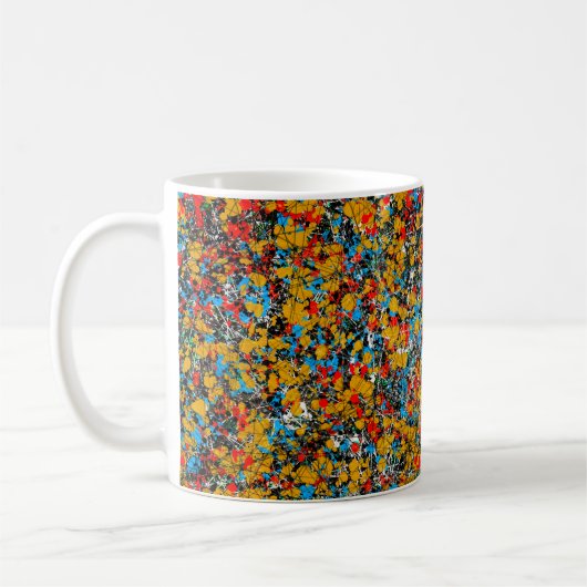 抽象的な世界のプリントのマグ コーヒーマグカップ (左)