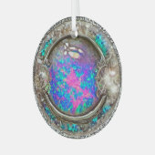 抽象的な丸いペイントオパール宝石 ガラスオーナメント (正面左)