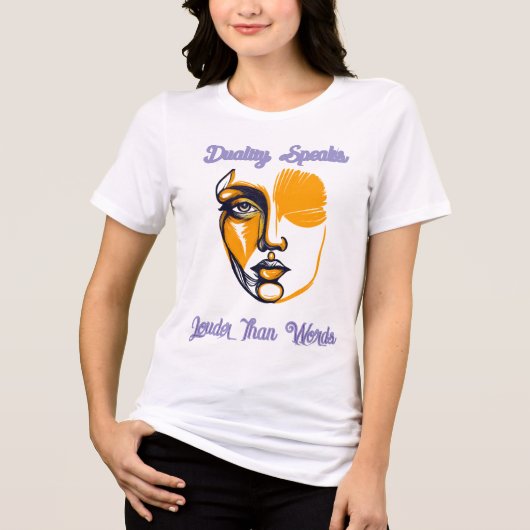 抽象的な二面性 - 表現力豊かなラインアートの顔Tシャツ トライブレンドＴシャツ (正面)