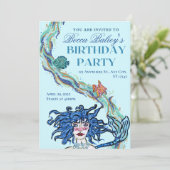 抽象的な人魚の誕生日招待状 招待状 (スタンド正面)