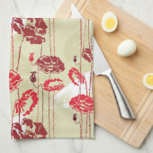 抽象的な優雅の花パターン2 キッチンタオル (四つ折り)