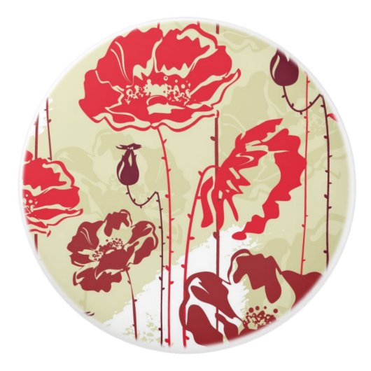 抽象的な優雅の花パターン2 セラミックノブ (正面)