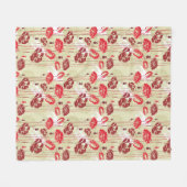 抽象的な優雅の花パターン2 フリースブランケット (正面(横))