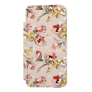 抽象的な優雅の花パターン3 iPhone SE/5/5sウォレットケース
