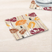 抽象的な優雅の花パターン4 スクエアペーパーコースター (アングル)