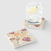 抽象的な優雅の花パターン4 ストーンコースター (横)