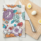 抽象的な優雅の花パターン5 キッチンタオル (四つ折り)