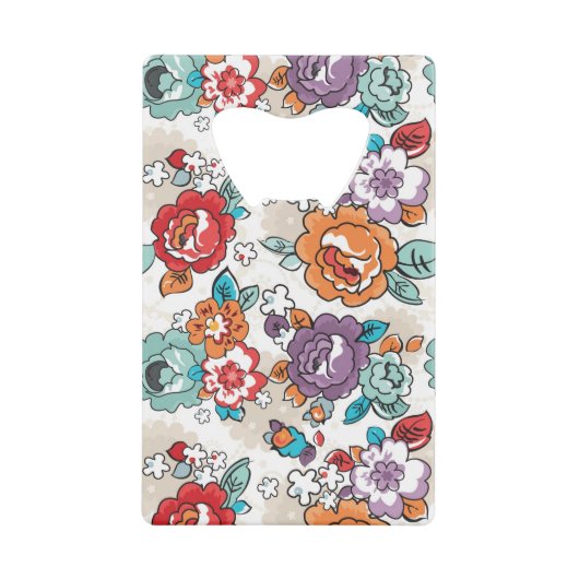 抽象的な優雅の花パターン5 クレジットカード栓抜き (正面)