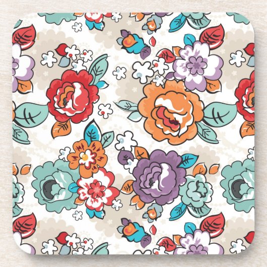 抽象的な優雅の花パターン5 コースター (正面)