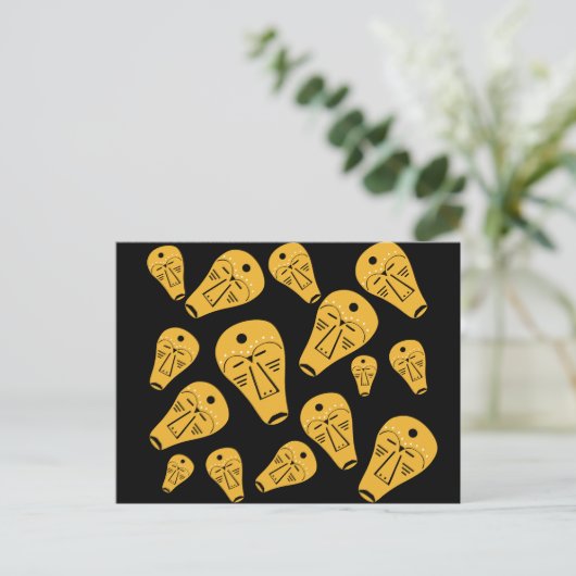 抽象的な先住民の部族マスク ポストカード (スタンド正面)