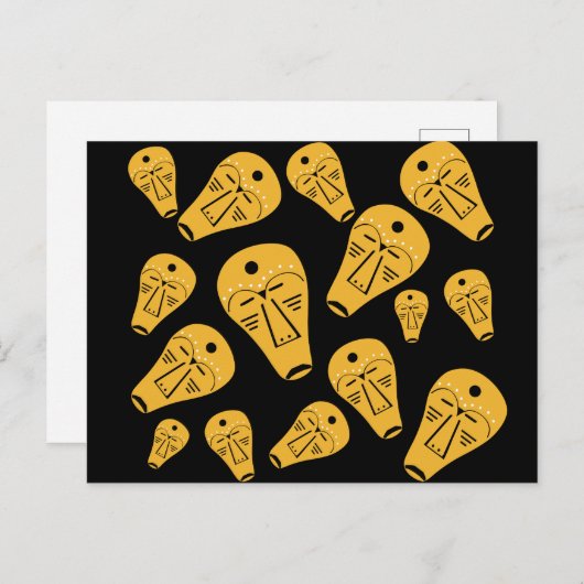 抽象的な先住民の部族マスク ポストカード (正面/裏面)