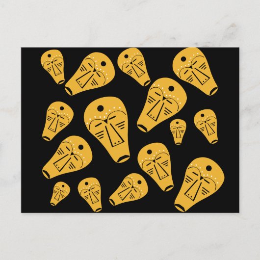 抽象的な先住民の部族マスク ポストカード (正面)