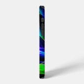 抽象的な光の波と黒の背景抽象的な iPhoneケース (左側面)