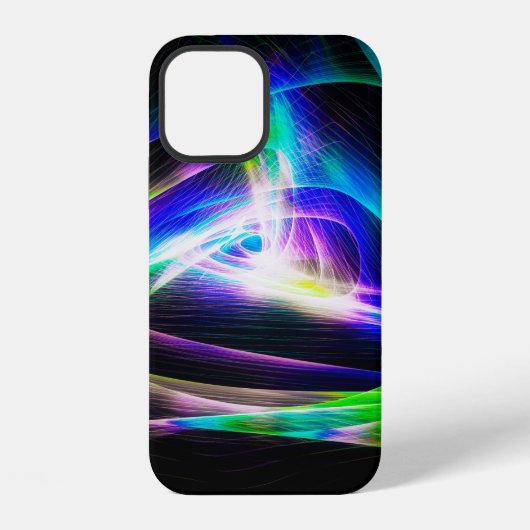 抽象的な光の波と黒の背景抽象的な iPhoneケース (裏面)