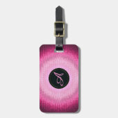 抽象的な円のピンクのvitrage texture.monogram. ラゲッジタグ (正面縦)
