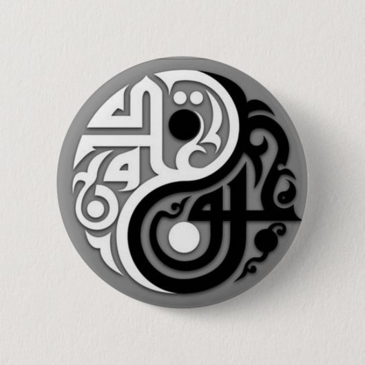 抽象的な円のヤンのバックパックPinボタン 缶バッジ (正面)