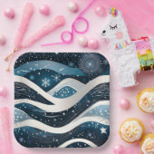 抽象的な冬のワンダーランド スクエア ペーパープレート (パーティー)