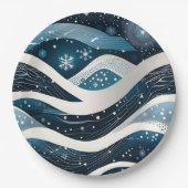 抽象的な冬の不思議の国 ラウンド ペーパープレート (正面)
