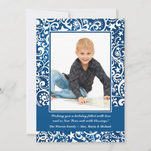 抽象的な冬の星と渦の写真カード シーズンカード (正面)