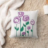 抽象的な刺繍の花の枕 クッション (ブランケット)